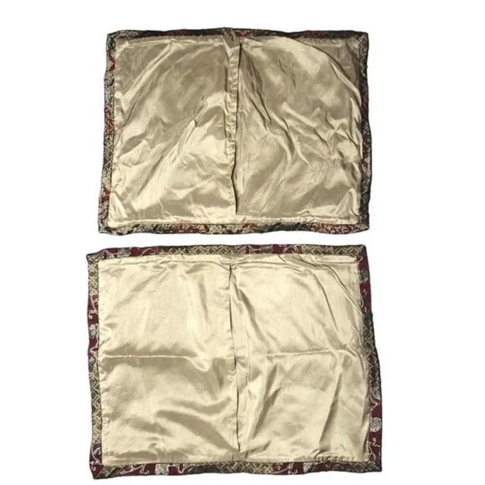 Pier 1 Imports Set of 2 Decorative Throw Pillow Covers Tapestry Burgundy Gold